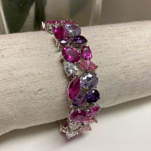 Sterling silver rhinestone statement bracelet